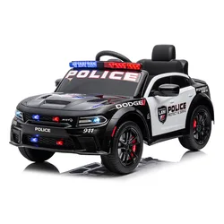 Licensed DODGE Kids Police Car 12V Electric Ride-On Toy with