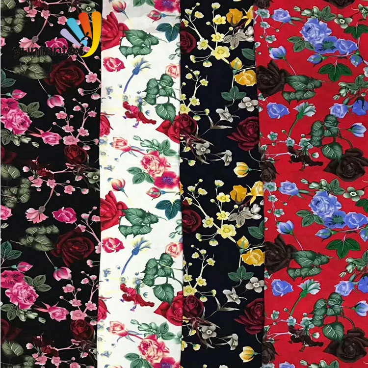 
2019 оптовая продажа, дешевая 100% вискозная ткань из спандекса с принтом для женской одежды 