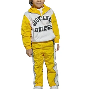 Custom Joggers Cropped Hoodies Windbreaker Half Zipper Nylon Polo Shirt Athletic Sweatpants and Hoodie Set Tracksuits for Boys