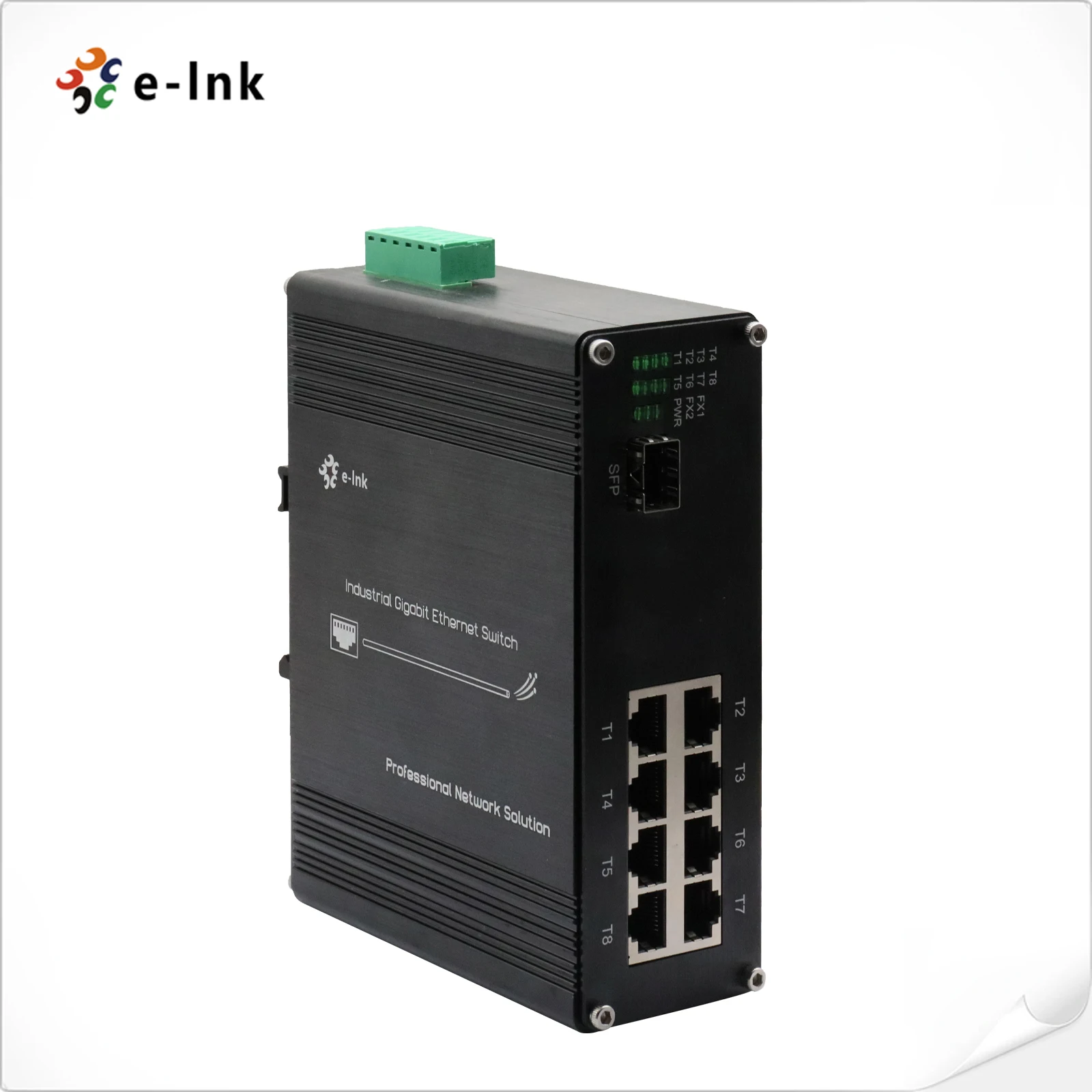 8-Port 10/100/1000Base-T Industrial Switch with Wide Temperature Range -40°C to 80°C Redundant Power