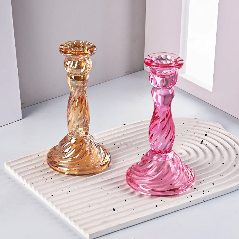 European Style Glass Candle Holder for Candlestick Wedding Home Decoration Table Suitable for Both Sides Candle Holders