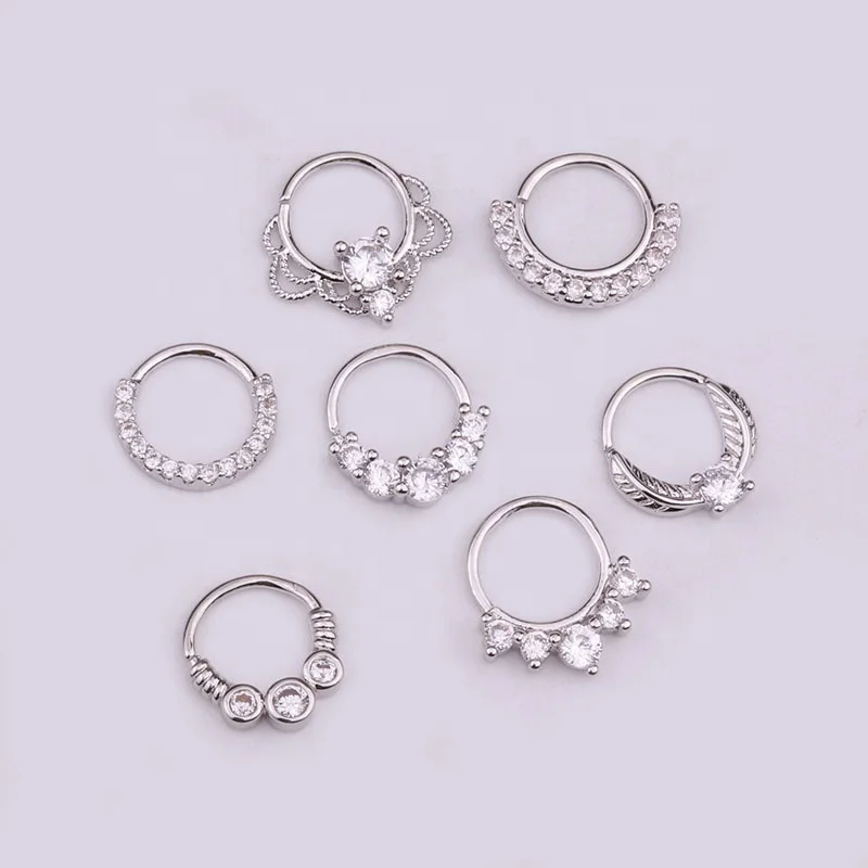 Wholesale Body Piercing Jewelry Manufacturer Cubic Zircon Custom Gold Plated Eyebrow Nose Ear Ring Studs