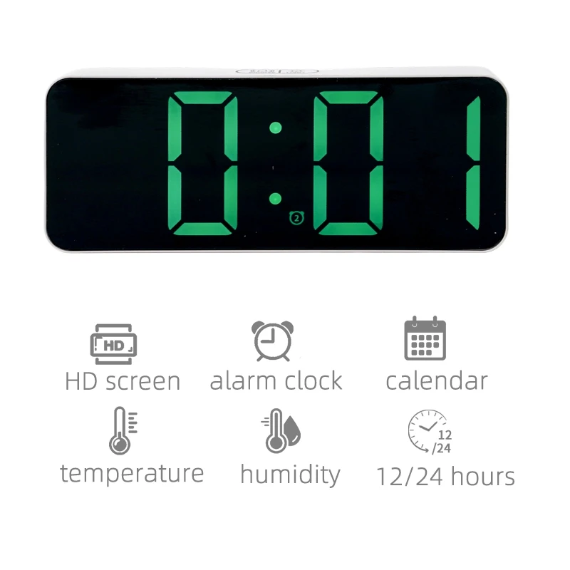 Quick Delivery Desktop Clock Mirror Alarm Perpetual Calendar 24 Hours Digital Electronic Clock for Office Workers