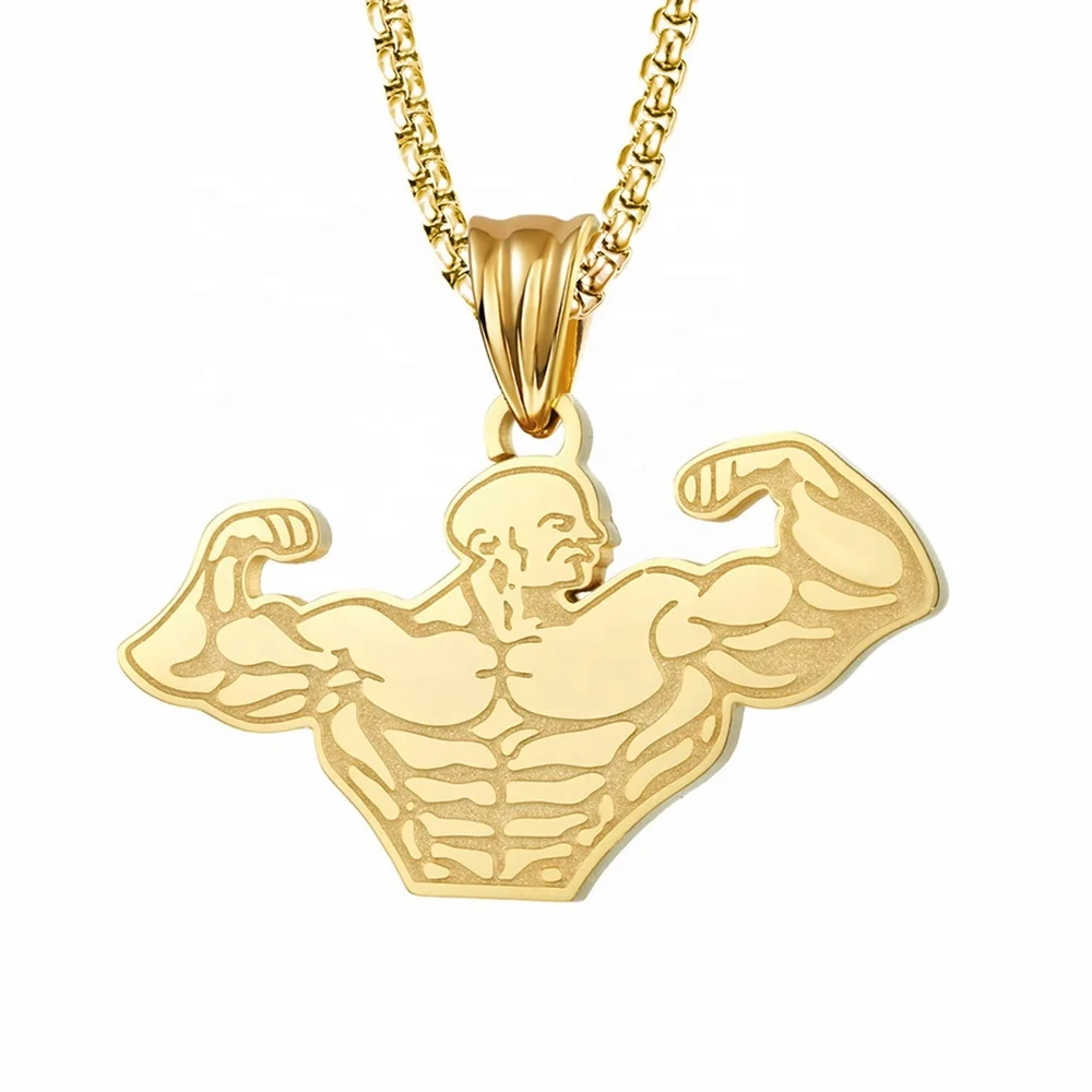 personalized fitness sports pendant muscle men necklace muscular