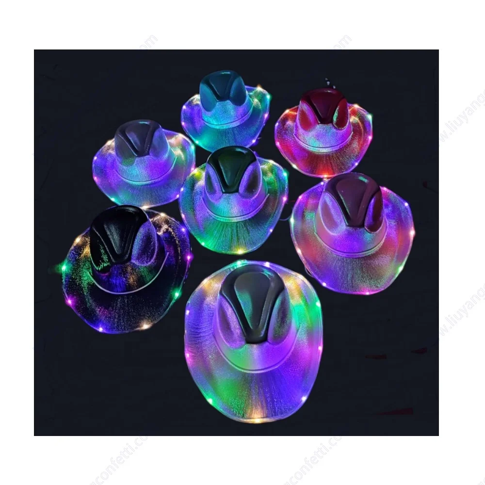 Colorful LED Light Up Cowboy Cowgirl Hat for Halloween  display picture 1