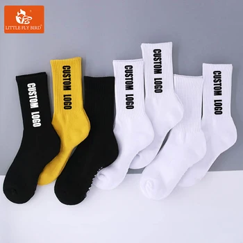 2021 Hot Sale High Quality Black and White Sock Mens Non Slip Socks Custom logo Socks