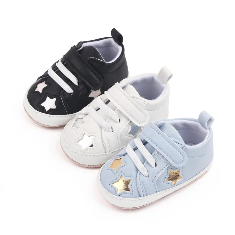 Sofe PU leather star design toddler baby boy sneakers shoes casual boy newborn infant shoes
