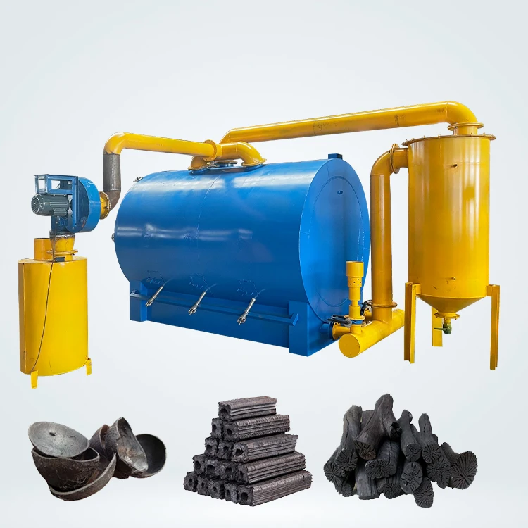 Sawdust Converting in to Charcoal Carbon bar Making Machine / Wood Burning Charcoal Carbonization Furnace Maker Stove in India