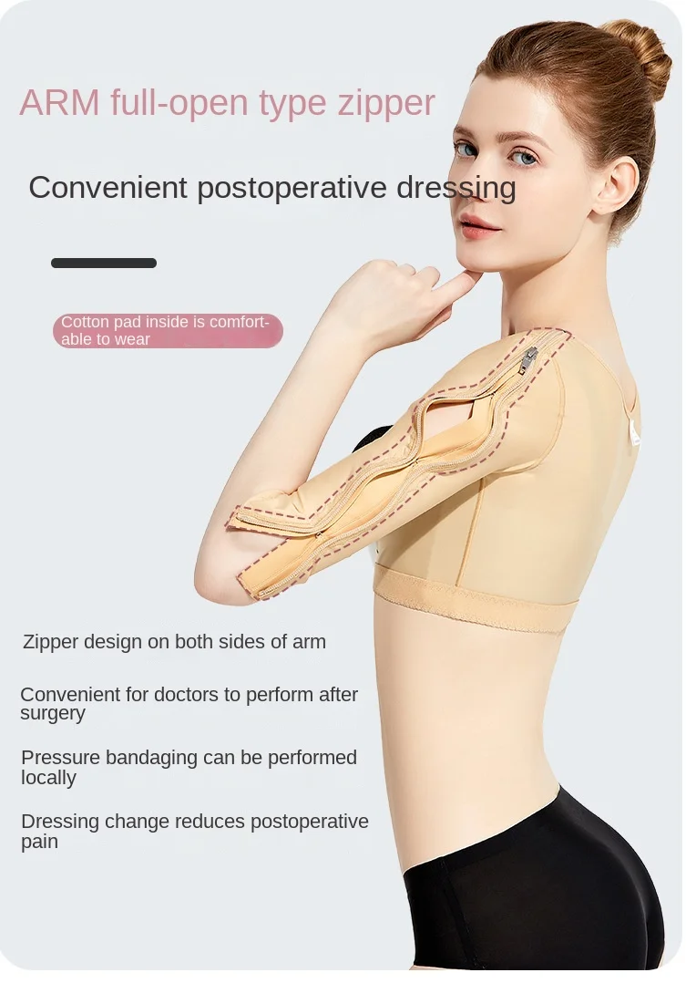 ZOYIAME BBL Upper Arm Shaper for Women Post-Surgical Thin Back Sculpting Breast Open Bust Lipo Fajas Colombianas with Sleeves