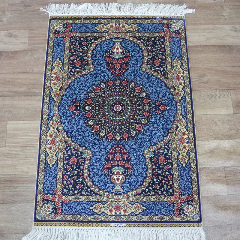 Handmade Traditional Hand Knotted Artsilk Rug Size 2x3 feet For Home Decor