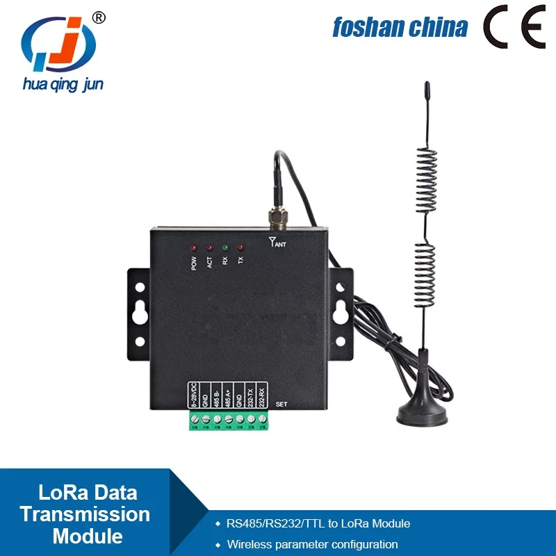 Huaqingjun RS485 232 TTL to LoRa Data Communication Module 2KM Distance Wireless Ethernet to 232/485 Repeater Network Radio
