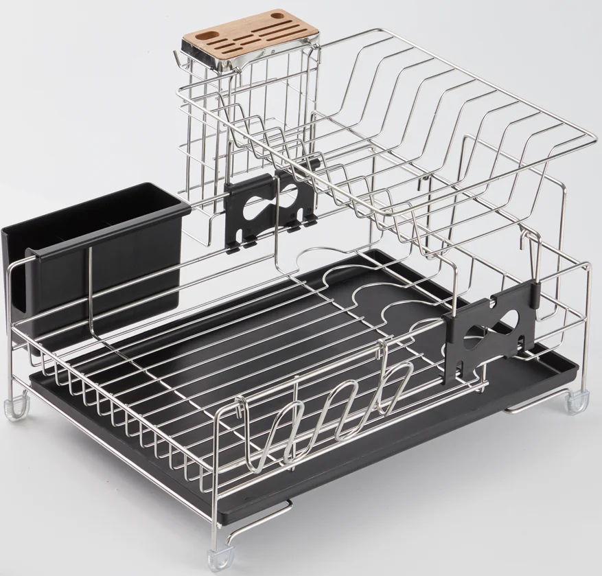 2 яруса из железной проволоки пластиковый кухонный съемный со сушилкой для посуды, над раковиной сушилка для посуды