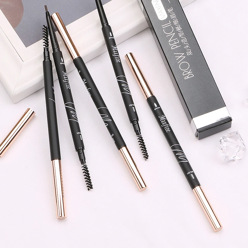 MAXFINE Custom Logo Own Brand Makeup Thin Eye Brow Pencils Retractable Slim Eyebrow Pencil Private Label
