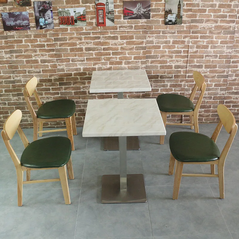 Luxury  Modern Furniture Commercial Service  Cafe Artificial Marble Cheap Restaurant Dinning Table and Chair Set