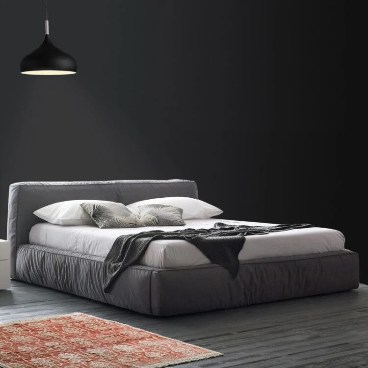 Italian Style Bed Tufted Upholstered Low Profile Platform Soft Beds