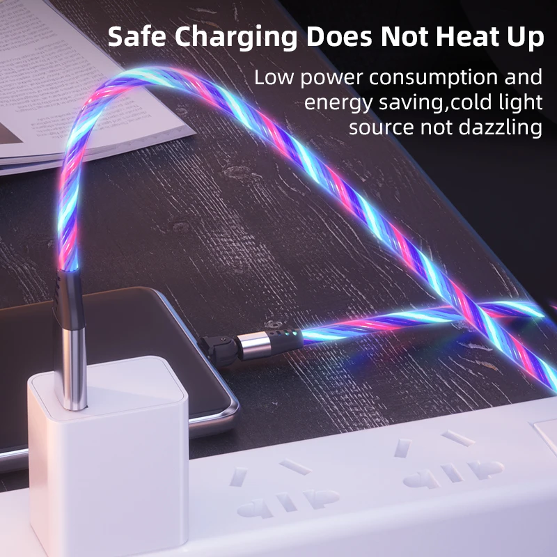 Вращающийся на 180 градусов светодиодный светильник USB кабель для передачи данных iPhone быстрой зарядки Аксессуары мобильных