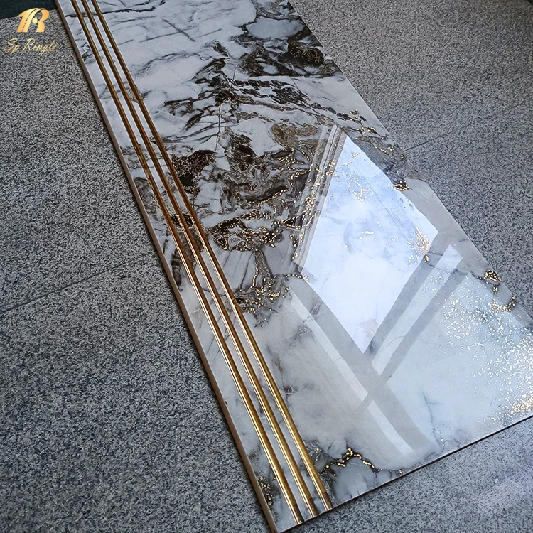 Springletile Luxury Black And Gold Marble Glazed Porcelain Ceramic