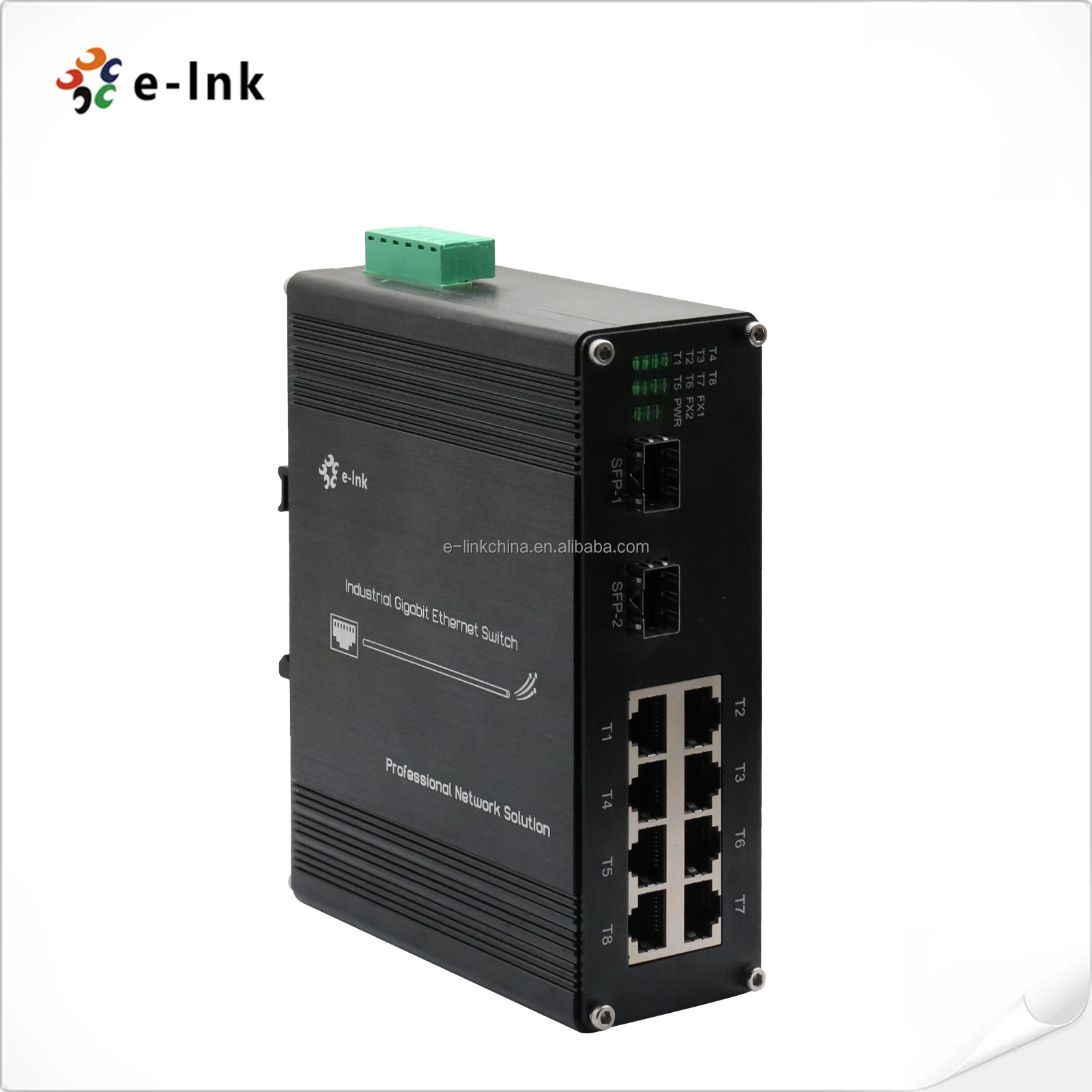 8-Port 10/100/1000Base-T Industrial Switch with Wide Temperature Range -40°C to 80°C Redundant Power