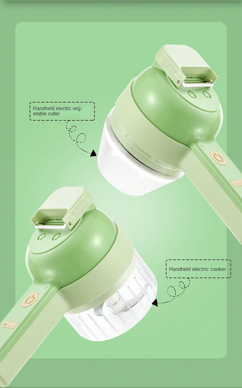 Multifunctional 4 in 1 Handheld Electric Vegetable Cutter Set Carrot Potato Chopper Cutting Machine