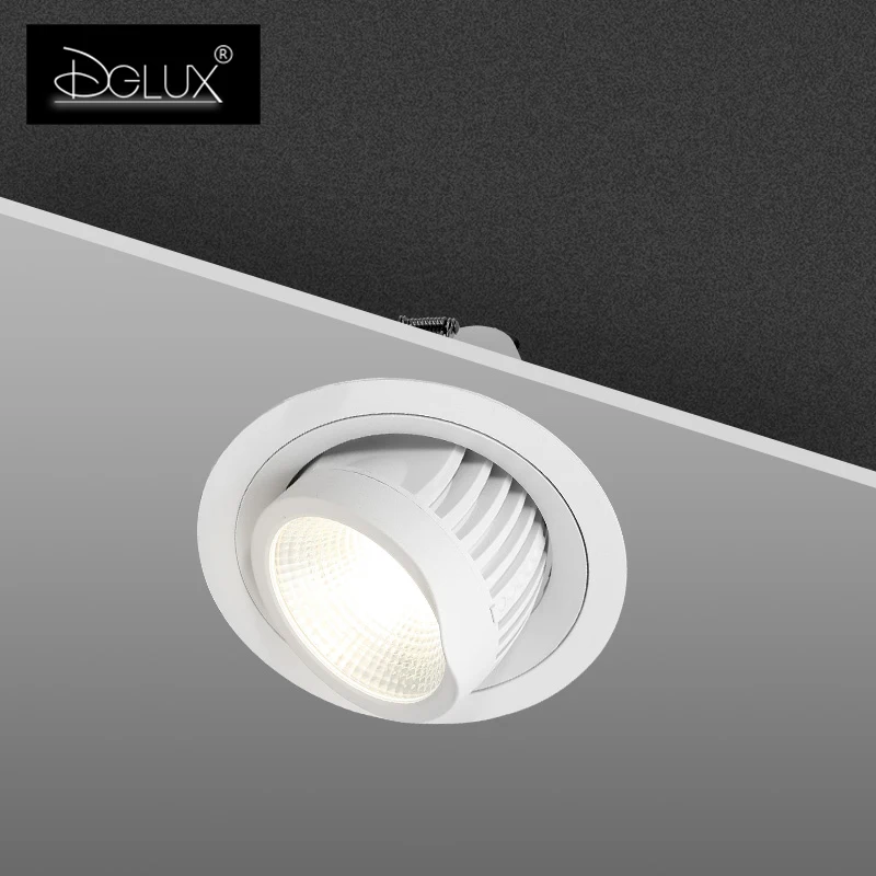 DGLUX High Lumen Embedded Cob 360 Degree Adjustable Ceiling Downlight Shell Aluminum 30w 40w Led Downlight