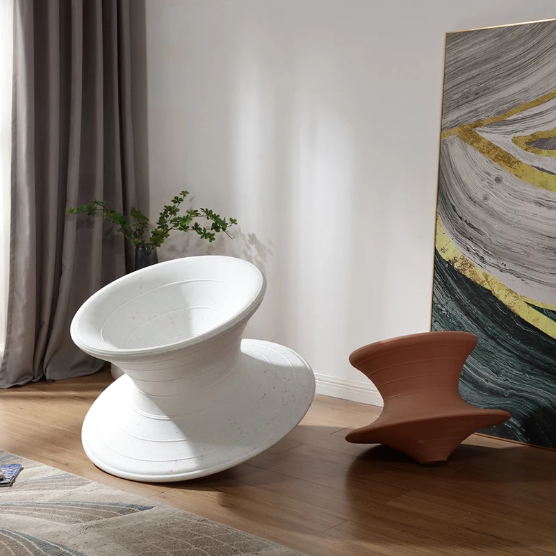 HANYEE Nordic Style Spun Rocking Chair Plastic Rattan Decorative Seat Home Office Living Room Hotel Use Funny Interesting Design
