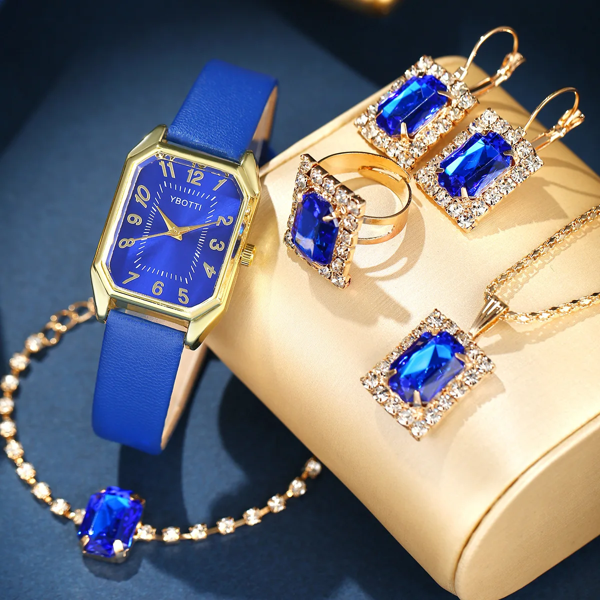 Hot Sale Luxury Brand Ladies Quartz Wristwatch Set Square 