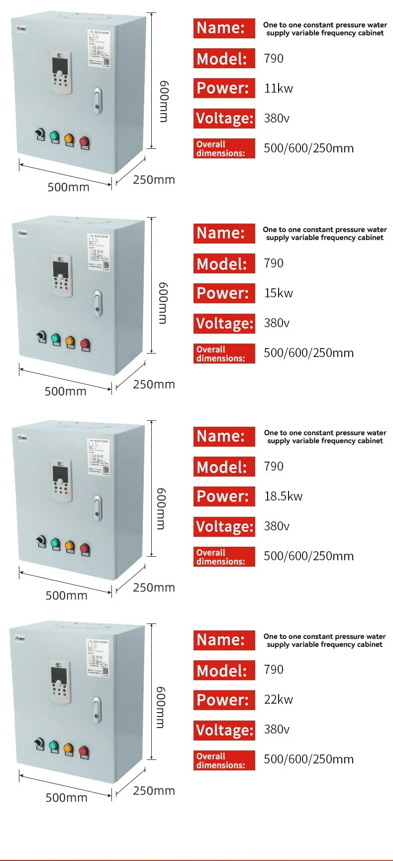 790 Inverter Variable Frequency VFD 1.5KW-22KW 220V/380V for Water Supply for Tank Single Three Phase 750W