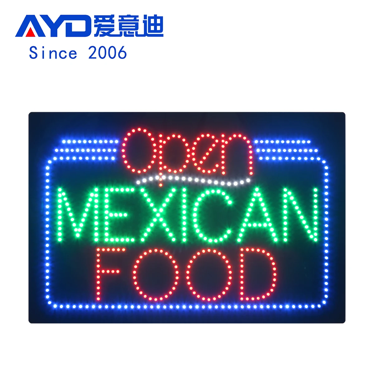 Open Mexican Food Cactus Bar Dual Color LED Enseigne