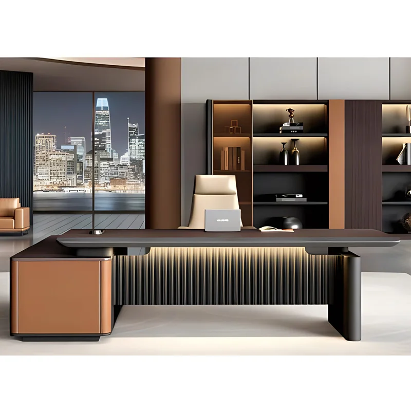 L Shaped Desk Customized Luxury Computer Executive Office Furniture Ergonomic Writing Table Modern High End Sale for B2B image 5