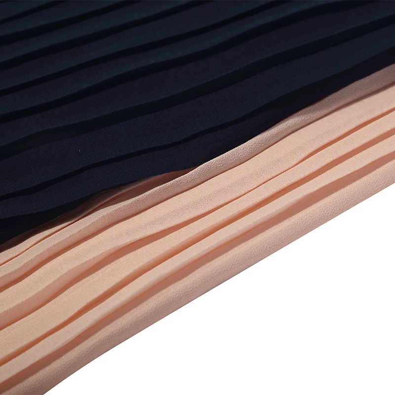 Индивидуальный дизайн 100% полиэстер имитация высокой твист креп шелк плиссированная шифоновая ткань для платья детская ткань юбка