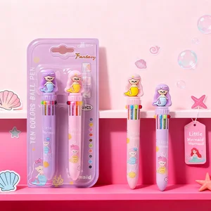 2-Pack Mermaid 10-Color Pens (Carded) - Adorable Design, Non-Toxic, Smooth Writing for Kids Crafts & Notes, Must-Have