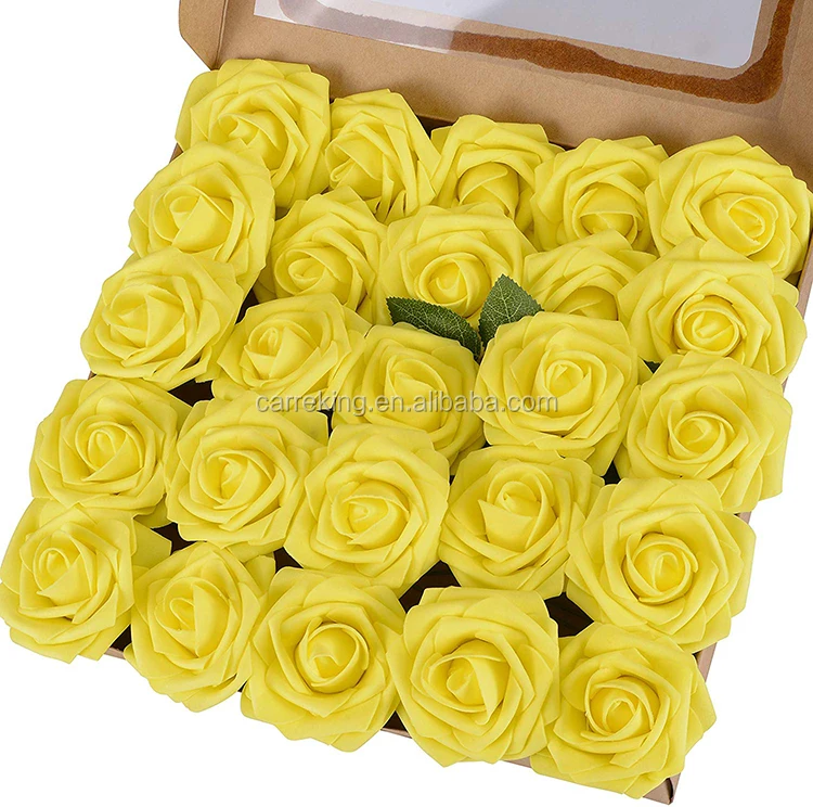 10 Rosas Artificiales Amarillas De Seda - 52cm De Alto, Realistas, Para Decorar Casa, Oficina O Fiestas
