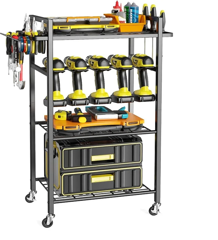 ZEAKOC Power Tool Organizer, 4 Layers Heavy Duty Drill Holder Wall Mou