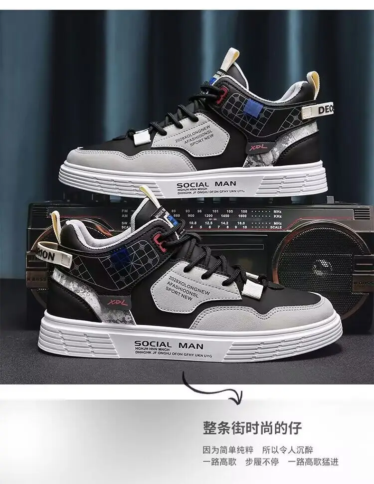 Mens New High Top Casual Shoes Spring Trendy Versatile Shoes Mens Soft Bottom Sports Board Shoes