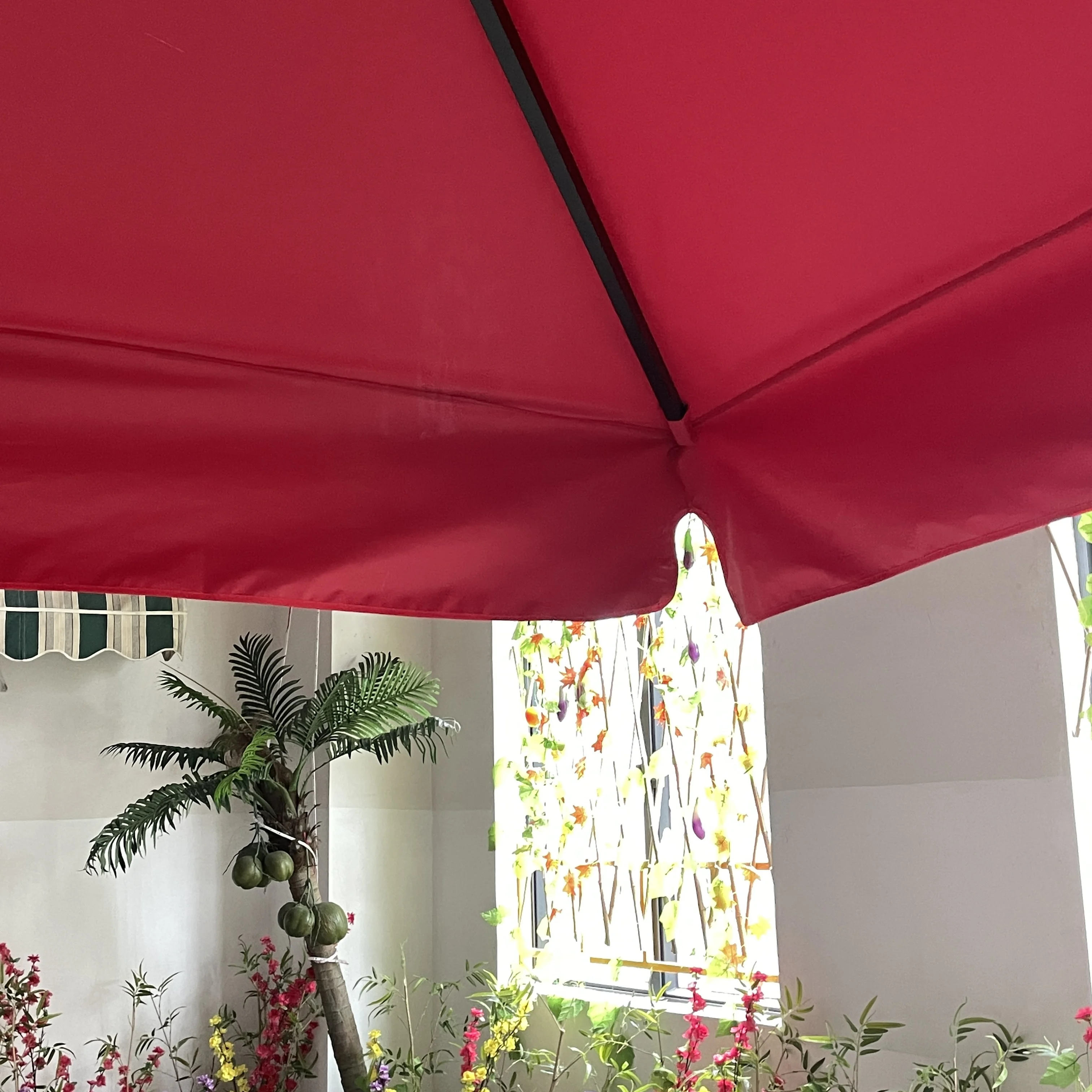 Mid Pole Umbrella with Reflective Edge Beach Lounge Chairs with Umbrellas and Table Landscape Umbrella Dubai