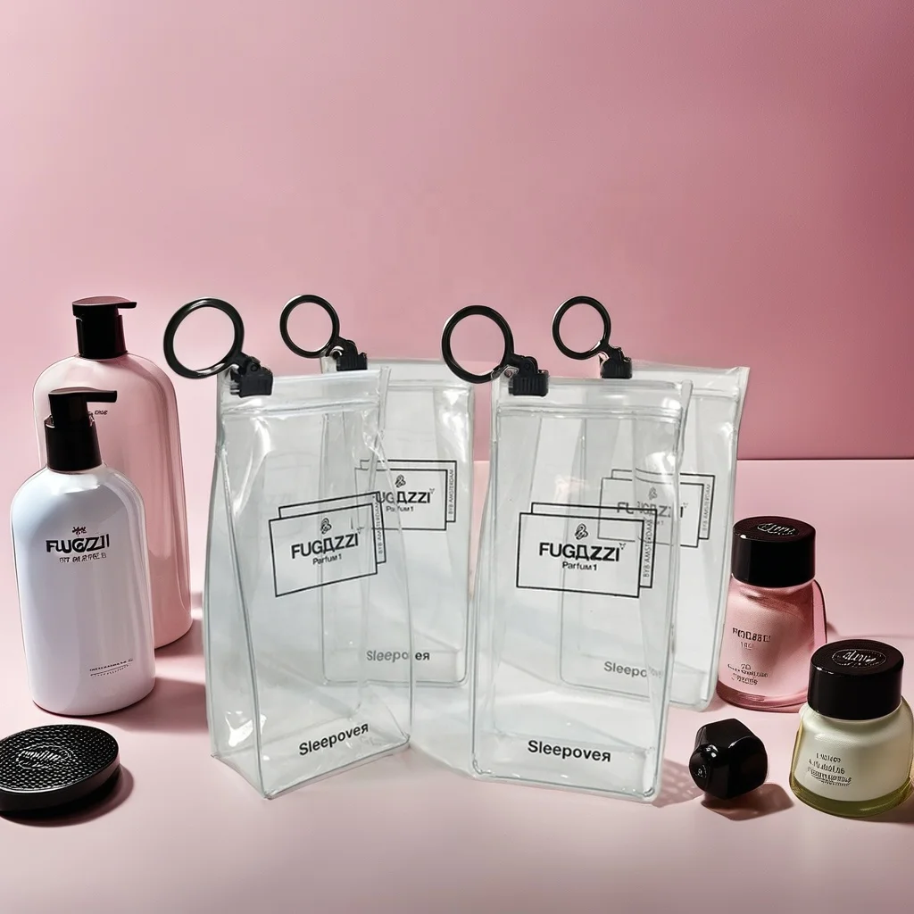 Stand up PVC Transparent Zipper Pouch Pvc Ziplock Bag Sample Perfume Packaging Clear Transparent