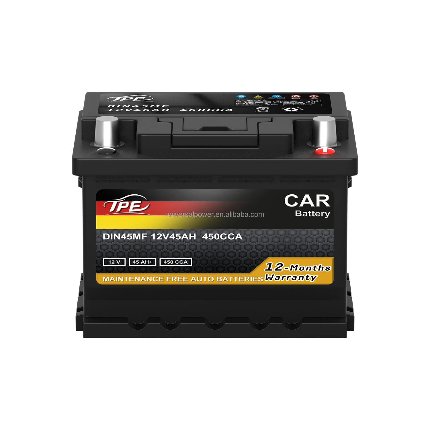 Long Life Top Quality DIN45MF 12V45AH AGM Lead Acid Maintenance-free Car Battery for Electric Vehicles factory