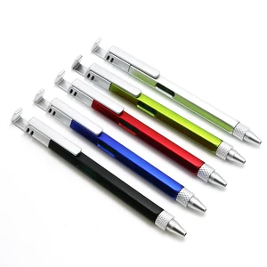 4 in 1 Abs Plastic Multi-function Phone Holder air Level Ballpoint Pen with Screwdriver Ruler