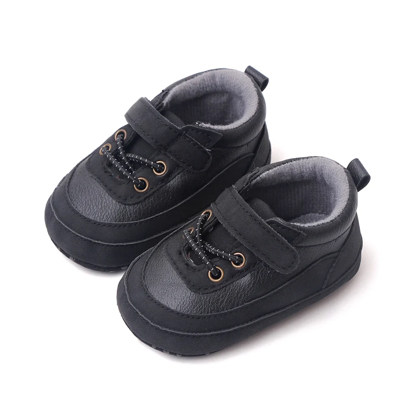 Hook&loop Design Soft PU Leather Baby Toddler Infant Shoes for Boys details