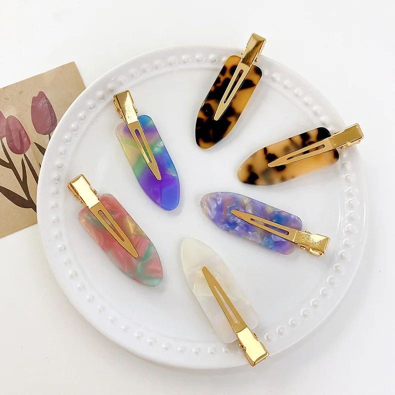 Новый дизайн женские аксессуары в форме листьев пользовательский стример красочная заколка для волос из уксусной кислоты без сгибов заколки