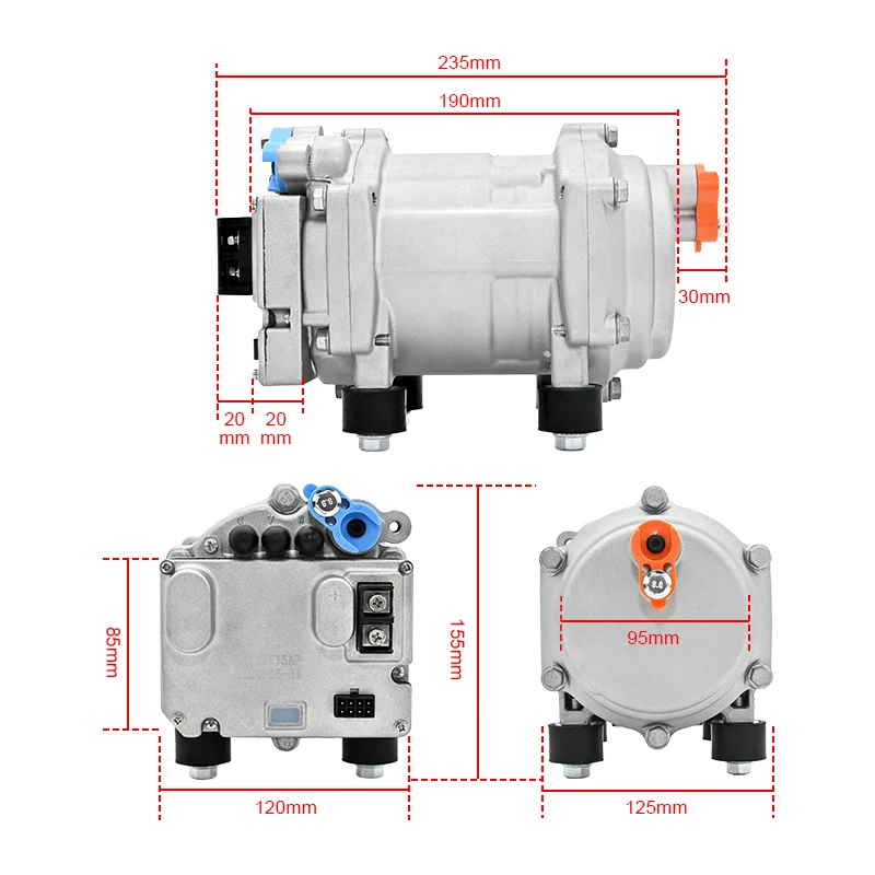 New 12V Universal Electric Car AC Compressor Scroll R134a R1234YF Air ...