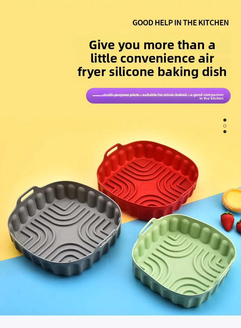 Household Square Thick Air Fryer Silicone Baking Tray Premium Quality Dish and Pan for Baking & Frying details