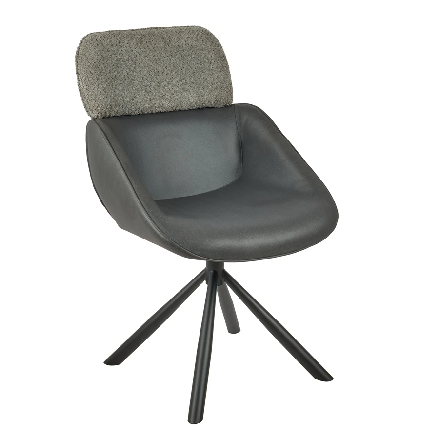 Fabric Patchwork Design High Back Chairs Armless Dining Chair 360° Swivel Bucket Chair