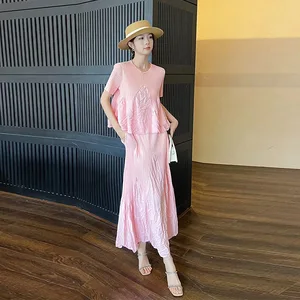 2025 Latest Design Fashion Women's Two Piece Casual Top and Skirt Set