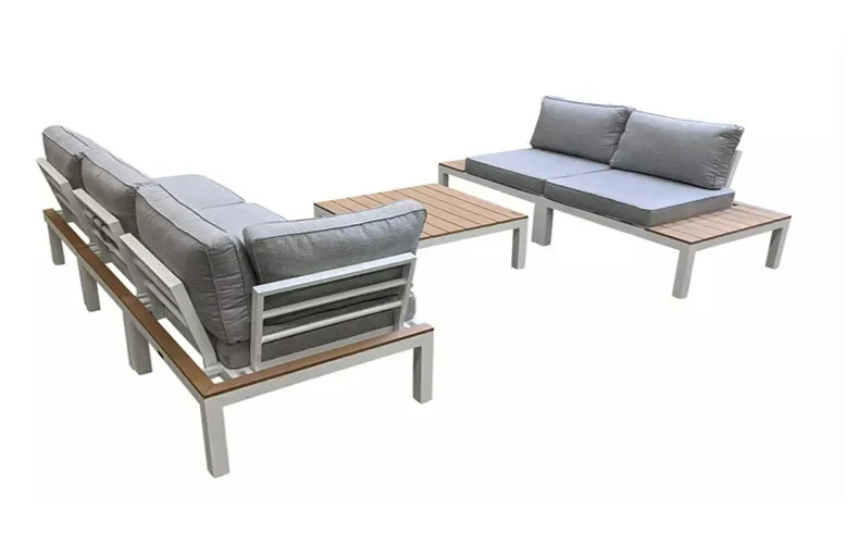 Modern Garden Metal Furniture Sets Outdoor L Shape Cast Aluminium Frame