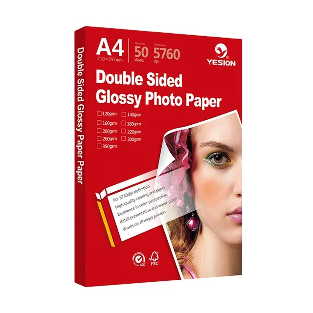 China Manufacturer High Quality Double Sided Photo Paper Inkjet Glossy Photo Paper A4