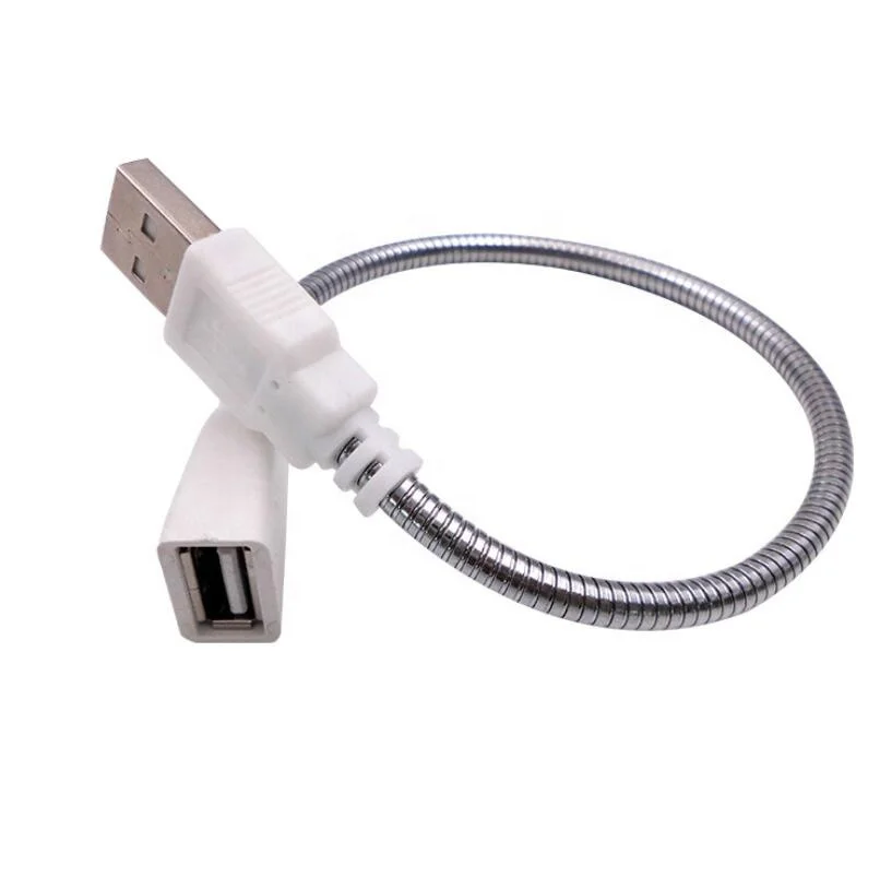 USB Male to Female Extension Cable LED Light Fan Adapter Cable Flexible Metal Hose Power Supply Cord