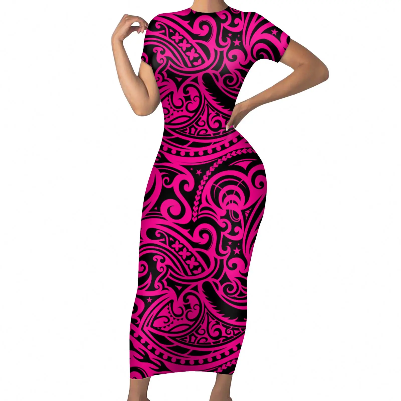 knee length dresses for ladies Cloud Cream Maxi Hawaiian Dress for Summer Style main image 1