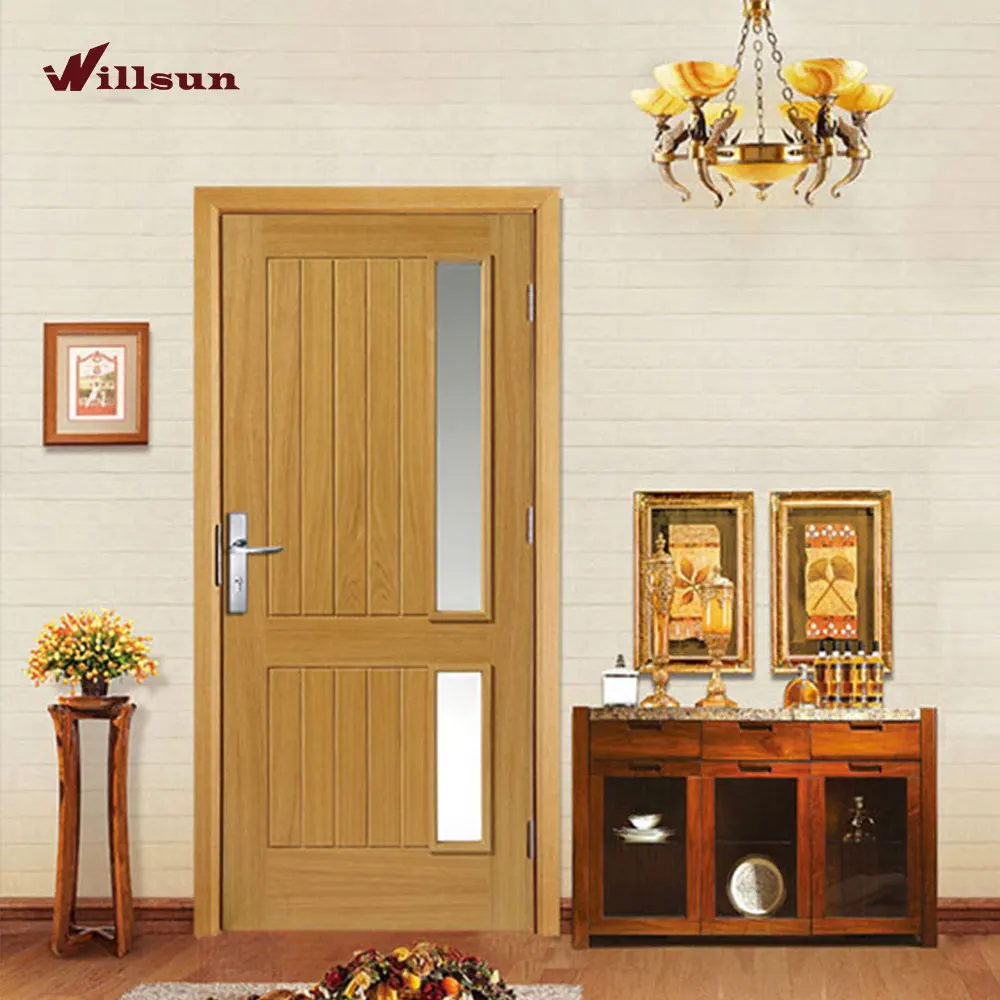 New Design Kitchen Glass Bathroom Doors Sapele French Glass Lattice Wooden Door Design