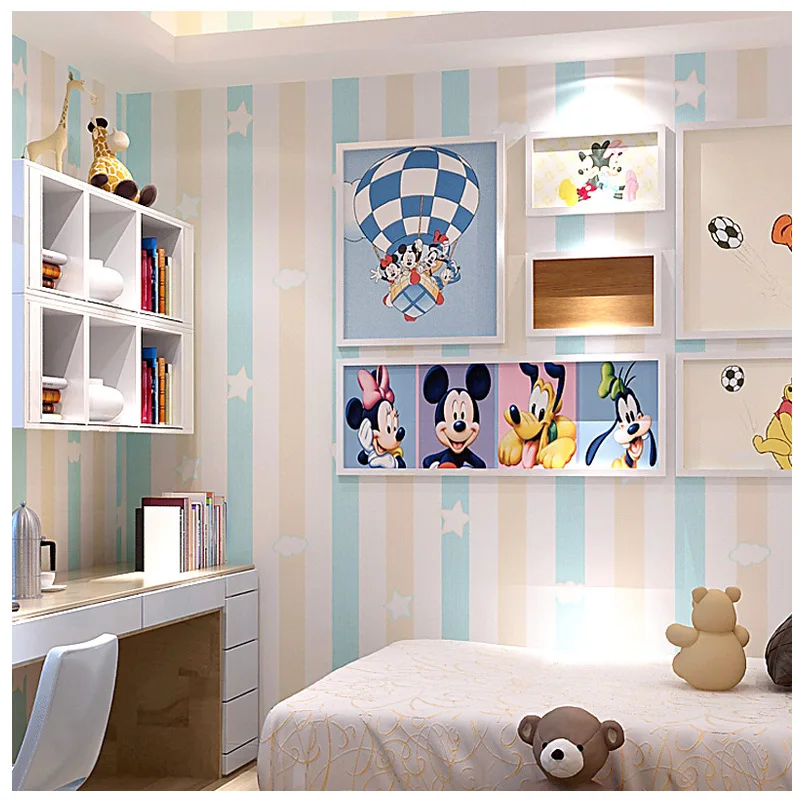Children's Room Princess Room Non-woven Wallpaper Blue Pink Vertical  Stripes Bedroom Boy Girl Room Cartoon Wallpaper - Buy 3d Design Wallpaper,3d  Colorful Flowers Style Wallpapers Panel Wall,Beautiful Fresh Wall Stickers  Product on